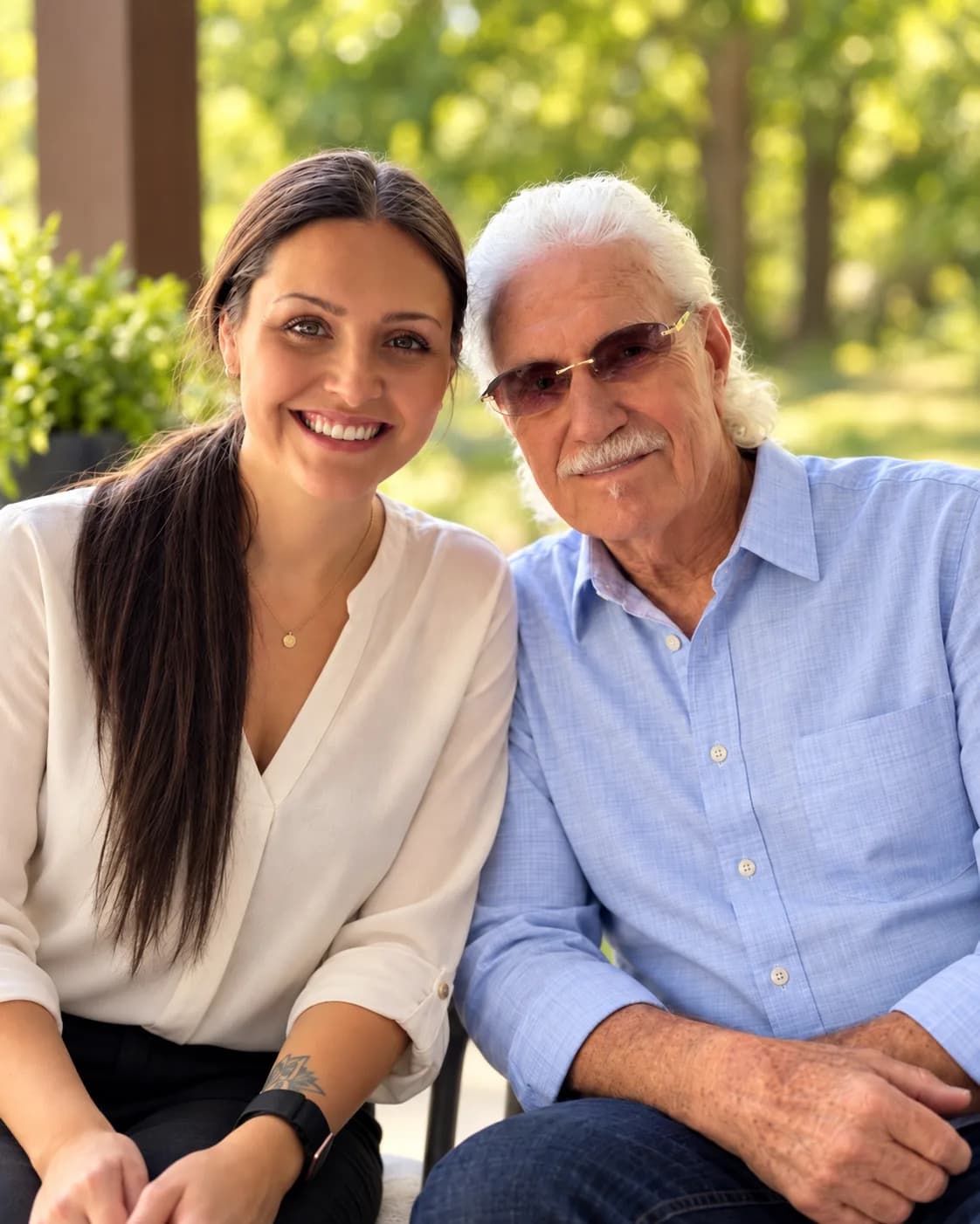 Abbie Jennings with her grandfather Pastor Don Burkhalter