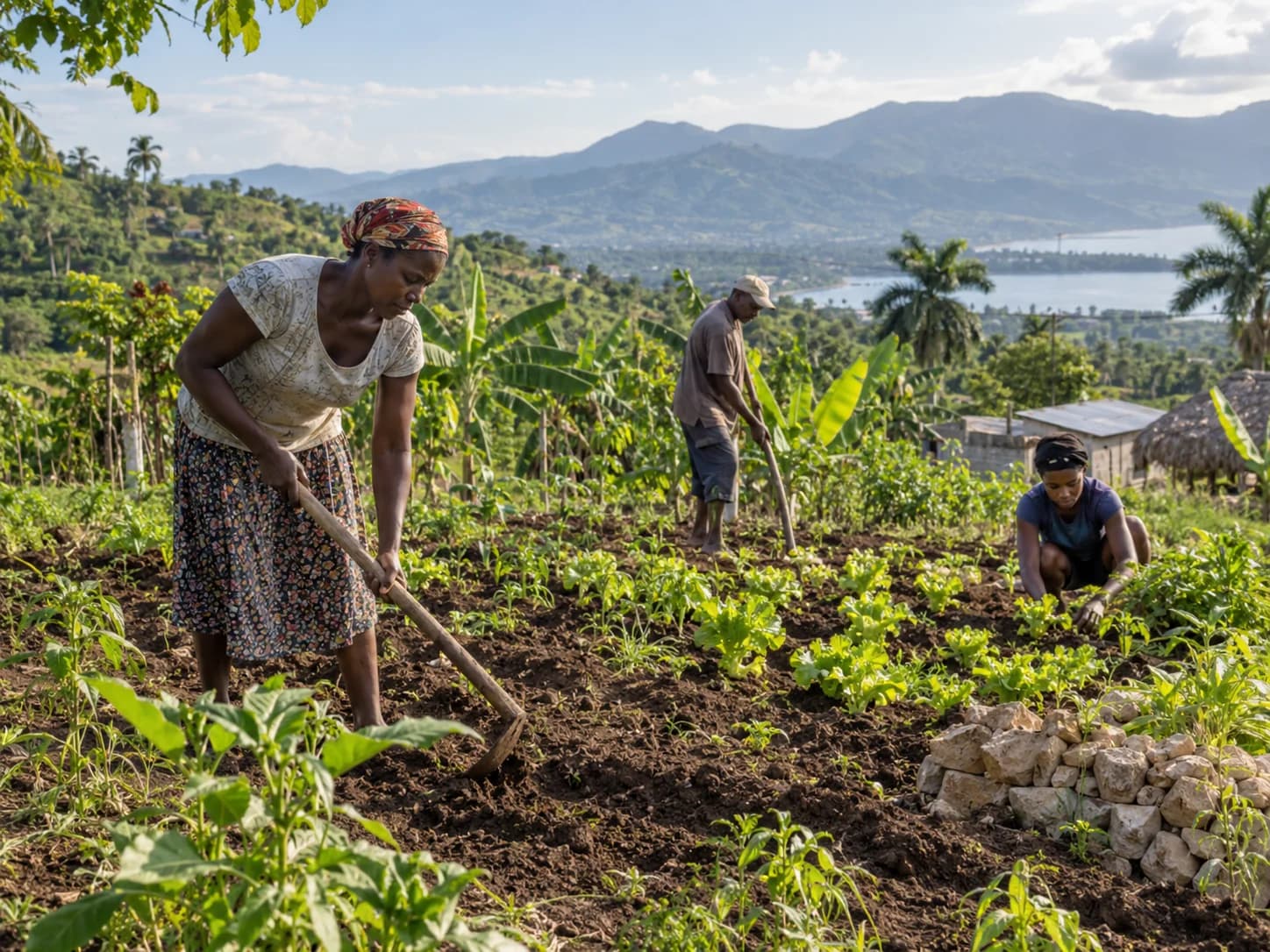 Agricultural work supported by Church Quake International in Haiti